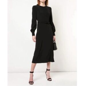 Co Essentials Tifa Pleated Panel Midi Black Dress